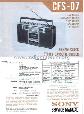 Stereo Radiorecorder CFS-D 7; Sony Corporation; (ID = 1805468) Radio