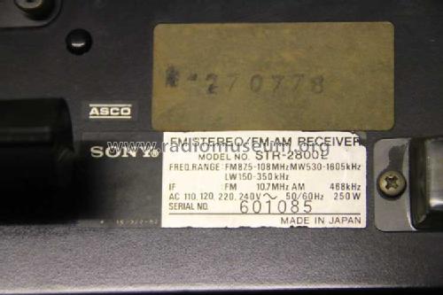 FM Stereo / FM-AM Receiver STR-2800L; Sony Corporation; (ID = 1549754) Radio