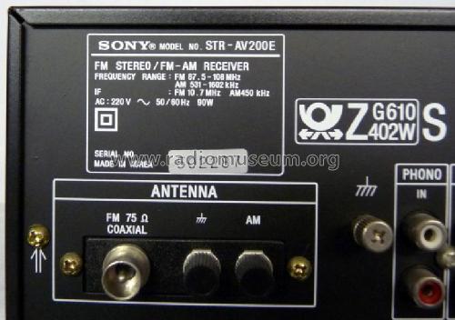 FM Stereo/FM-AM Receiver STR-AV200E; Sony Corporation; (ID = 631027) Radio