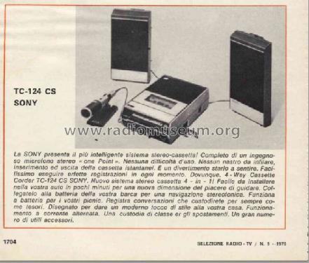 Stereo Cassette-Corder TC-124CS; Sony Corporation; (ID = 1461346) Enrég.-R