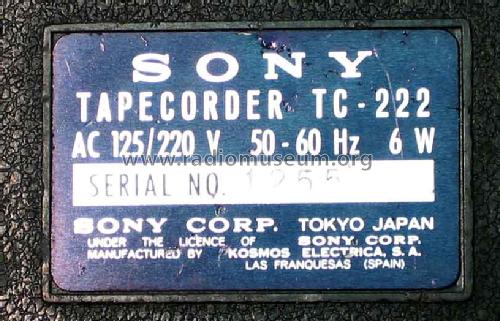 Tapecorder TC-222; Sony España; Hispano (ID = 281578) R-Player