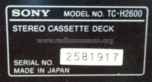 TC-H2600; Sony Corporation; (ID = 2056719) R-Player