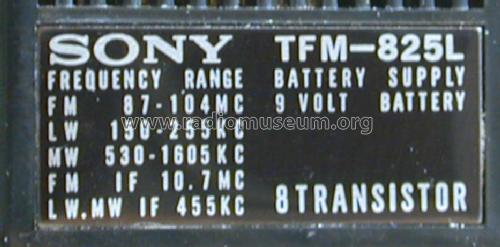 TFM825L; Sony Corporation; (ID = 1391089) Radio