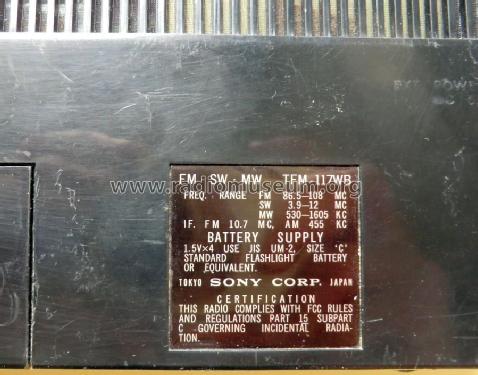 Super Sensitive 12 Transistor TFM-117WB; Sony Corporation; (ID = 1212281) Radio