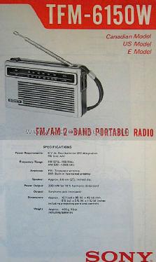 FM/AM 2-Band Portable Radio TFM-6150W; Sony Corporation; (ID = 824156) Radio