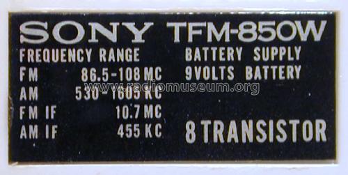 TFM-850W; Sony Corporation; (ID = 1466575) Radio