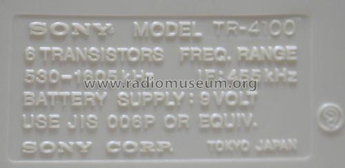 TR-4100; Sony Corporation; (ID = 1091980) Radio