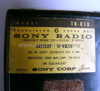 Six Transistor TR-610; Sony Corporation; (ID = 310181) Radio
