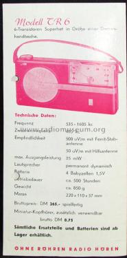 Transistor 6 TR-6; Sony Corporation; (ID = 1862563) Radio