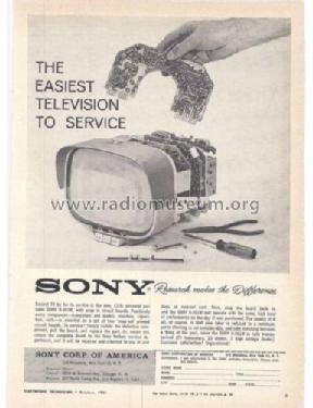 8' B/W Transistor Television Receiver 8-301W ; Sony Corporation; (ID = 1838066) Television