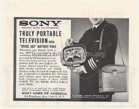 8' B/W Transistor Television Receiver 8-301W ; Sony Corporation; (ID = 1838067) Television