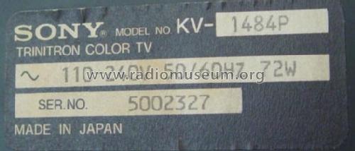 Trinitron Color TV 15 System KV-1484P; Sony Corporation; (ID = 1621125) Télévision