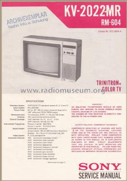 Trinitron Color TV KV-2022MR Ch= SCC-260A-A; Sony Corporation; (ID = 1936051) Fernseh-E