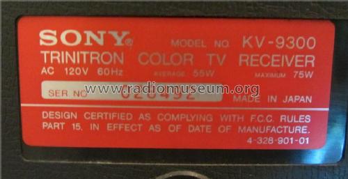 Trinitron Color TV Receiver KV-9300; Sony Corporation; (ID = 1521295) Télévision