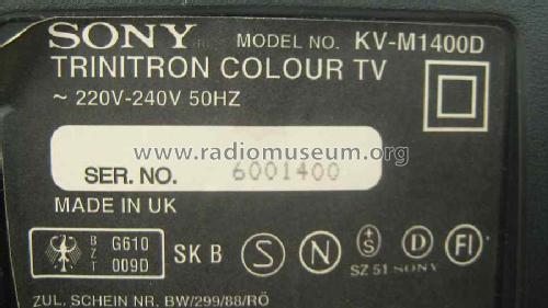 Trinitron Colour TV KV-M1400D; Sony Corporation; (ID = 1502519) Televisore