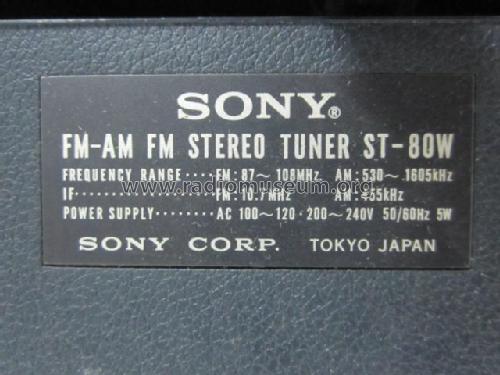 FM-AM FM Stereo Tuner ST-80W; Sony Corporation; (ID = 1019635) Radio
