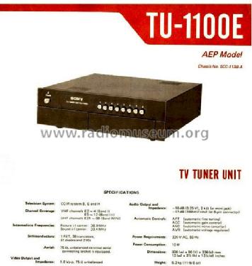 TV Tuner Unit TU-1100 E - Ch=SCC-1138-A; Sony Corporation; (ID = 1445164) Television