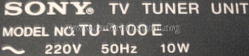 TV Tuner Unit TU-1100 E - Ch=SCC-1138-A; Sony Corporation; (ID = 511445) Television