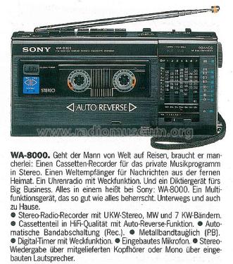 WA-8000 Radio Sony Corporation; Tokyo, build 1984– | Radiomuseum