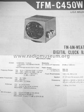 Weather FM/AM TFM-C450W; Sony Corporation; (ID = 1634500) Radio