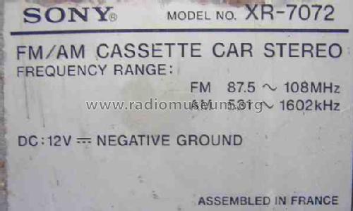FM/AM Cassette CAR Stereo XR-7072; Sony Corporation; (ID = 1252654) Car Radio