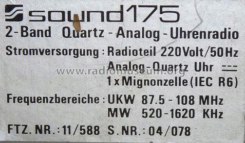 Sound 2-Band Quartz-Analog-Uhrenradio 175; TEC Dieter Beer; (ID = 713622) Radio