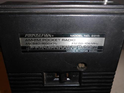 AM-FM Pocket Radio No. 2215; Soundesign (ID = 2359967) Radio