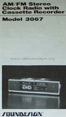 AM/FM Stereo Clock Radio with Cassette Recorder 3867; Soundesign (ID = 825773) Radio