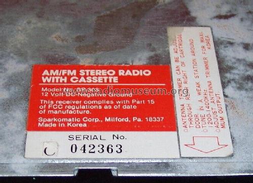 Auto Reverse Cassette AM FM Stereo SR-303; Sparkomatic (ID = 2875115) Car Radio