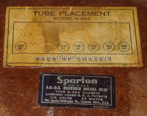 Sparton 6CL66 6-66A; Sparks-Withington Co (ID = 888635) Radio