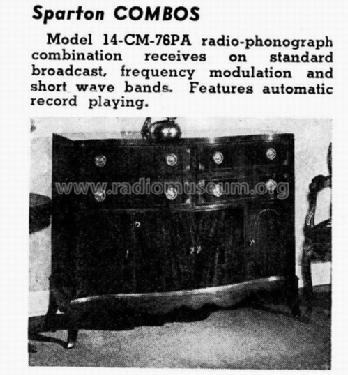 Sparton 14-CM-76-PA Radio-Phonograph Combination; Sparks-Withington Co (ID = 1143786) Radio