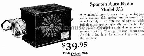 Sparton 333 ; Sparks-Withington Co (ID = 1357714) Car Radio