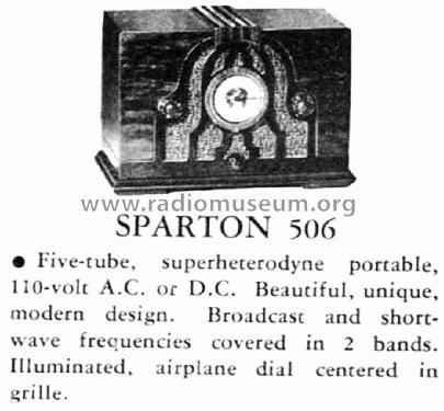 Sparton 506 ; Sparks-Withington Co (ID = 1357689) Radio