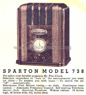 Sparton 738 Selectime Telechron clock; Sparks-Withington Co (ID = 1339278) Radio