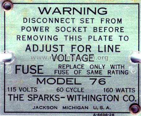 Sparton 76 Triolian ; Sparks-Withington Co (ID = 1306157) Radio