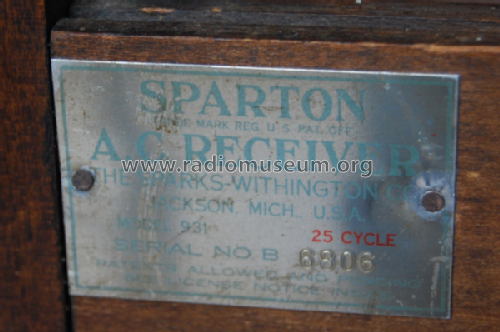 Sparton 931AC Equasonne ; Sparks-Withington Co (ID = 2496616) Radio