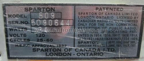509 ; Sparton of Canada; (ID = 2434070) Radio