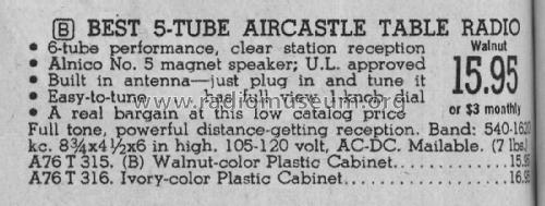 Aircastle 607-317-1 Order= A76 T 315 ; Spiegel Inc. (ID = 1991447) Radio
