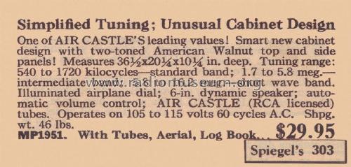 Air Castle MP1951 ; Spiegel Inc. (ID = 2163803) Radio