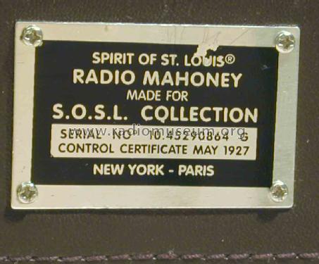 Radio Mahoney 40543281; Spirit of St. Louis, (ID = 2448171) Radio