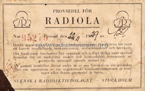 Radiola HLL 220; SR, Svenska (ID = 2954680) Radio
