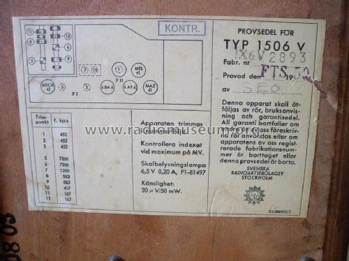 Radiola Duett 1506V; SR, Svenska (ID = 1007462) Radio