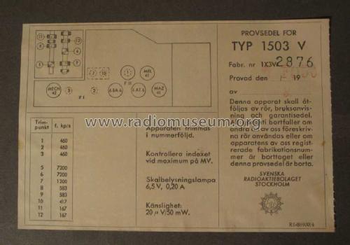 Radiola Kuplett 1503V; SR, Svenska (ID = 1383566) Radio