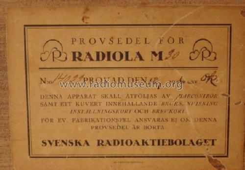 Radiola M 30; SR, Svenska (ID = 210893) Radio