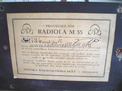 Radiola M55; SR, Svenska (ID = 54535) Radio
