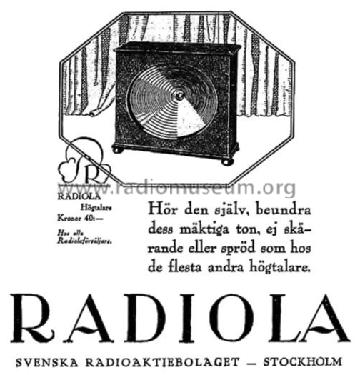Radiola Högtalare ; SR, Svenska (ID = 2667371) Lautspr.-K