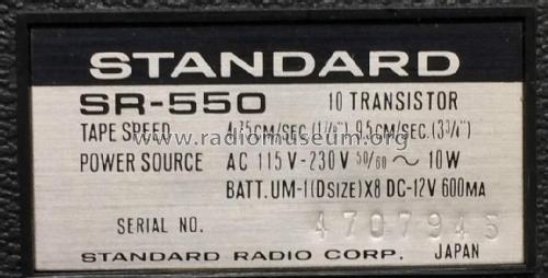 Auto Recorder SR-550; Standard Radio Corp. (ID = 1796668) R-Player