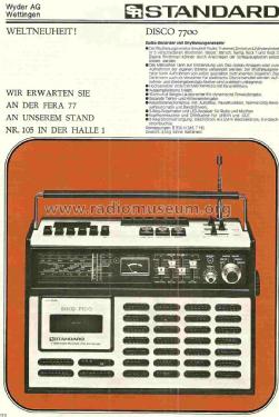 Disco 7700; SR Standard brand (ID = 1109748) Radio