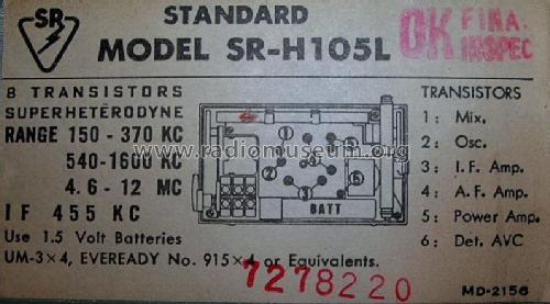 All Wave Transistor 8 SR-H105L; Standard Radio Corp. (ID = 584152) Radio