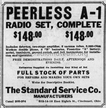 Peerless A-1 Radio Set ; Standard Service Co. (ID = 2252183) Radio